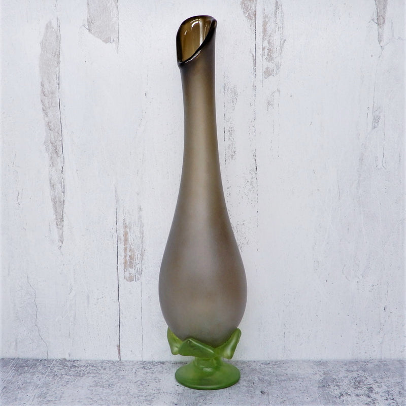 Sanded Brown/Green Stem Vase Lg