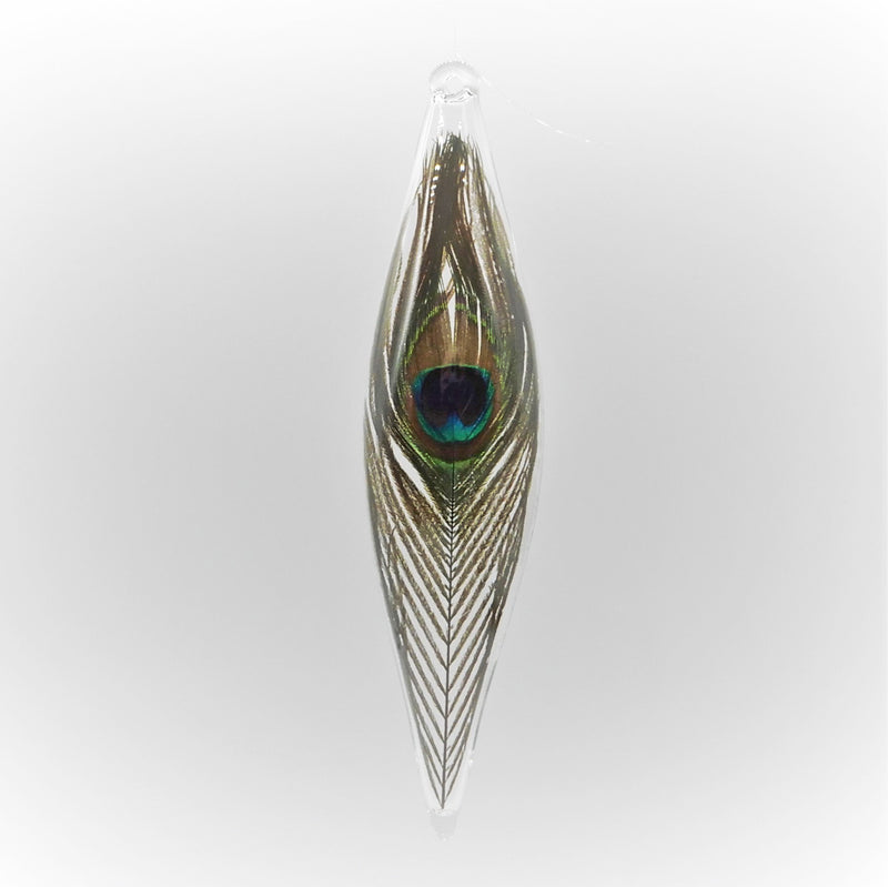 Peacock Feather in Glass Ornament XLG