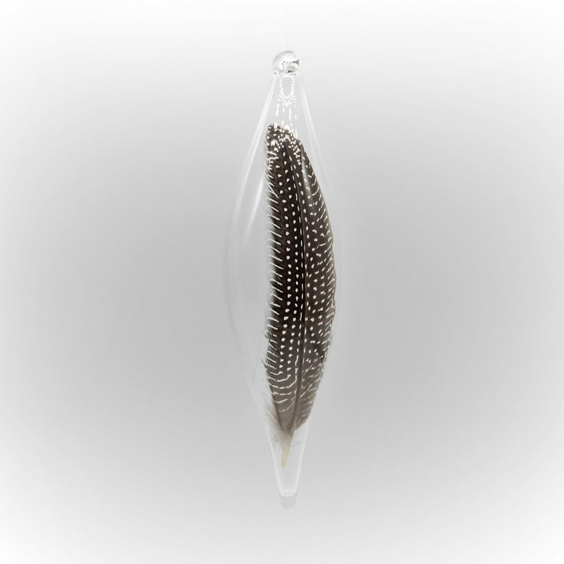 Guinea Hen Feather in Glass Ornament XLG