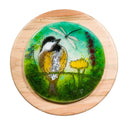 Chickadee On Wood Fused Glass