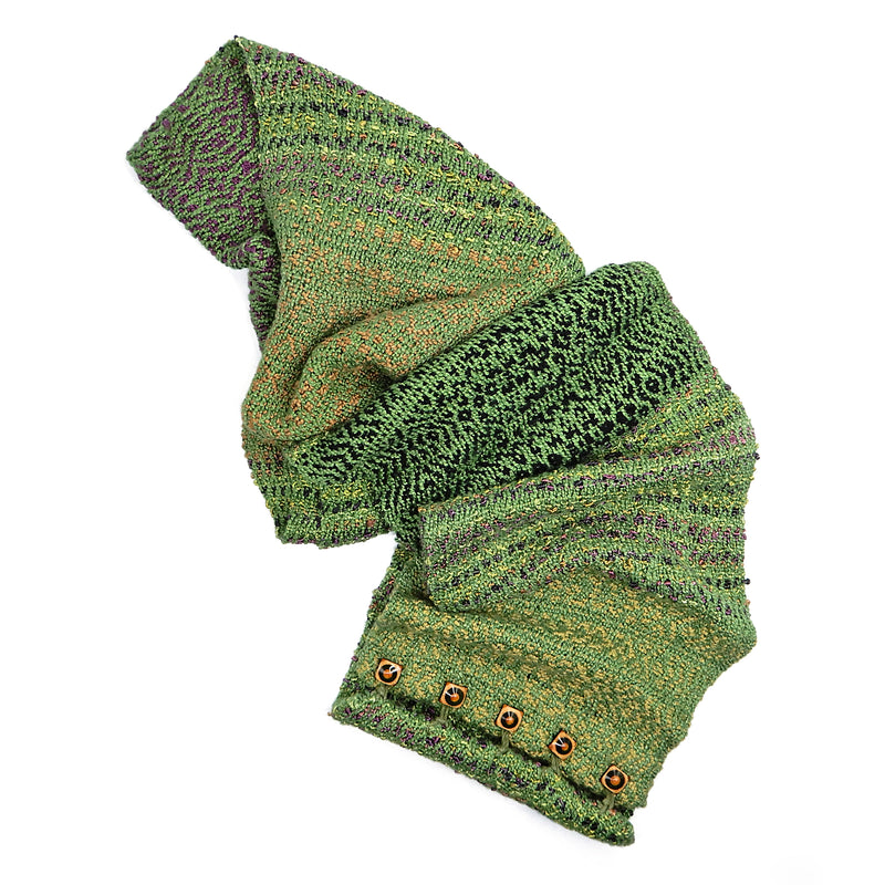 Green Mix Rayon/Cotton Blend Button Scarf