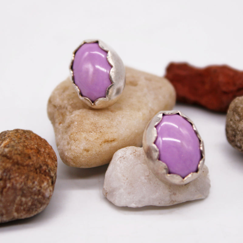 Pink Stone Stud Earrings
