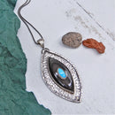 Black Stone and Turquoise Pendant Necklace