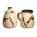 Cream & Sugar Set - Natural w/Black Cherry Blossoms