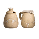 Cream & Sugar Set - Natural w/White Cherry Blossoms