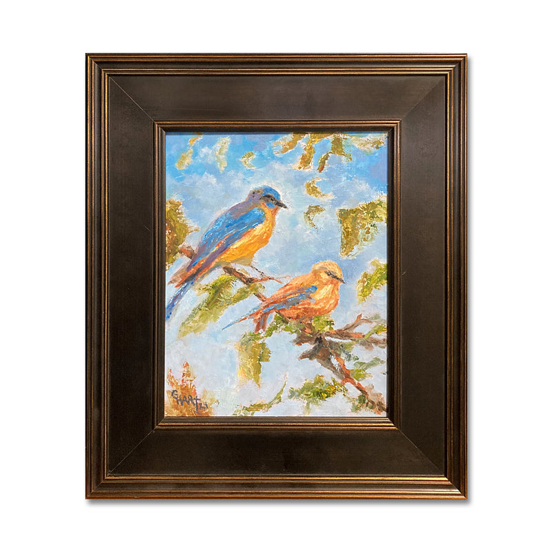 Bluebird Couple 18X21 Oil On Board