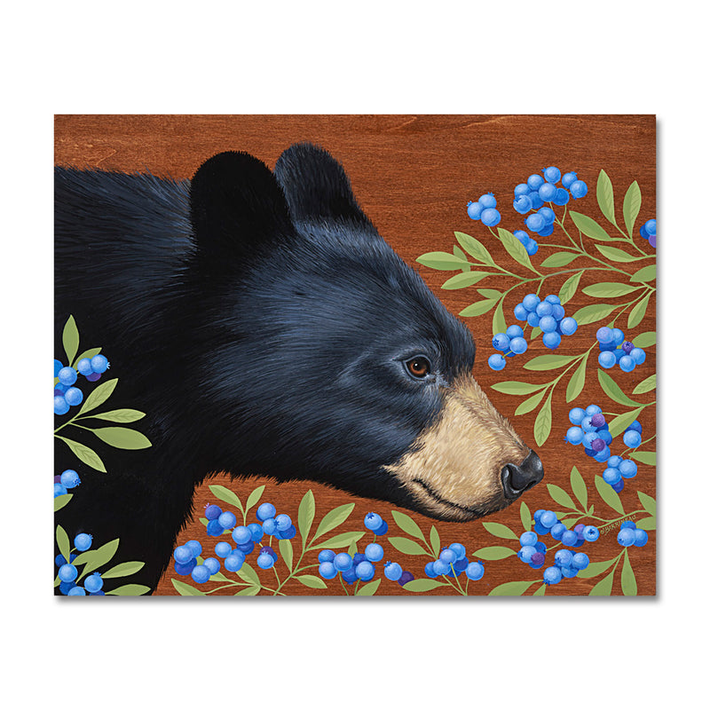 Black Bear With Blueberries 16X20 Acrylic On Wood
