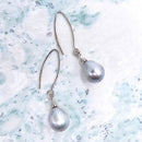 Grey Pearl Long Earring in Silver