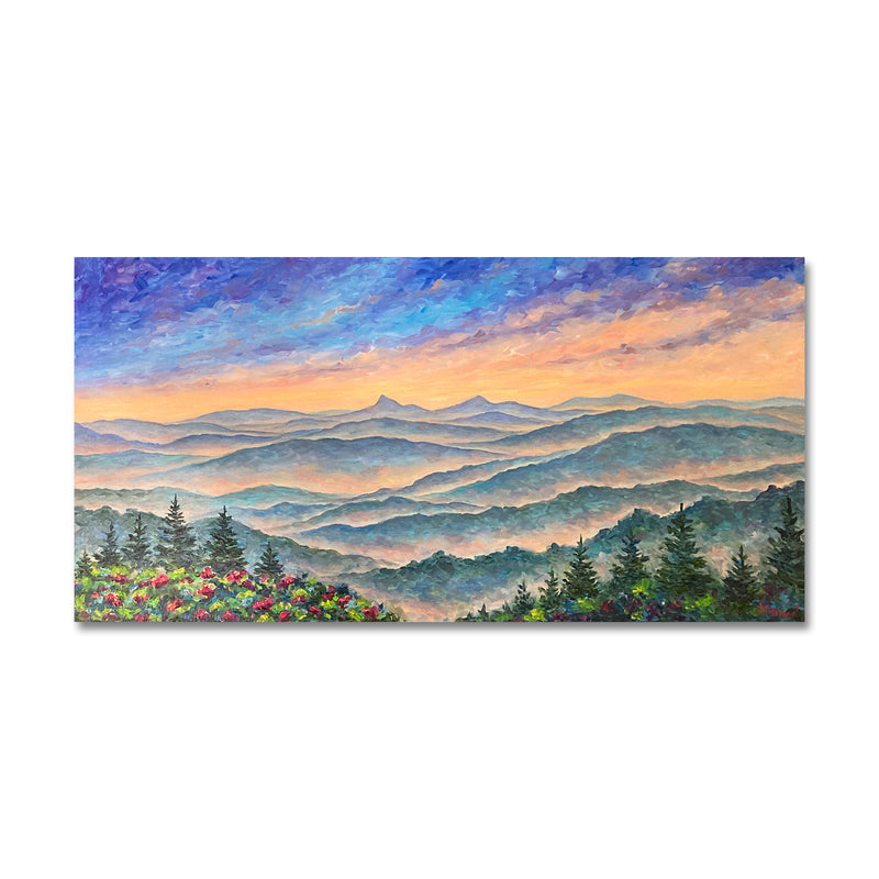 Table Rock From Linn Cove 24X48 Oil On Canvas