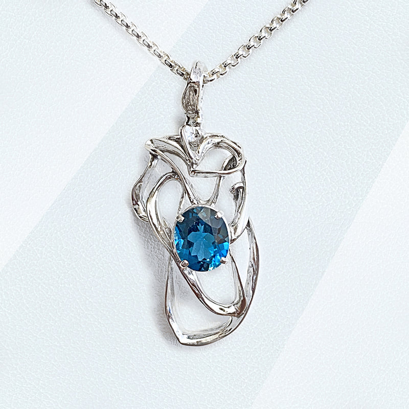 Cast Sterling Silver and London Blue Topaz Necklace