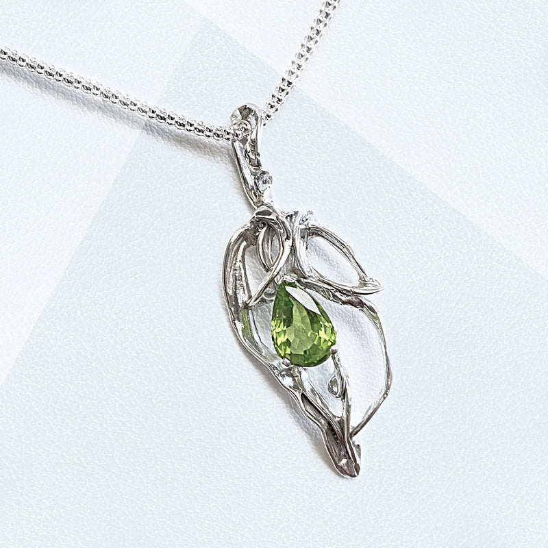 Cast Sterling Silver and Peridot Necklace