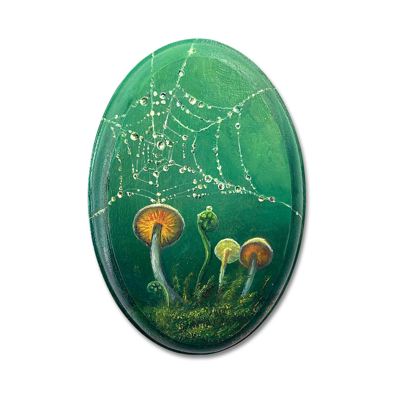 Dew in the Forest 5X7 Oil On Oval Panel