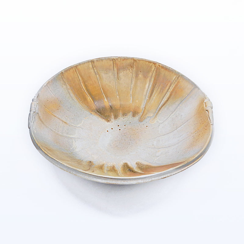 Brown/Beige Round Bowl with Tabs