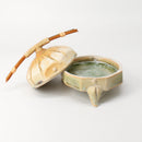Tan/Green Lidded Keepsake With Reeds