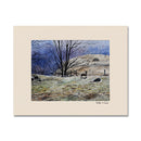 Sheep On A Winter Hillside 11X14 Print