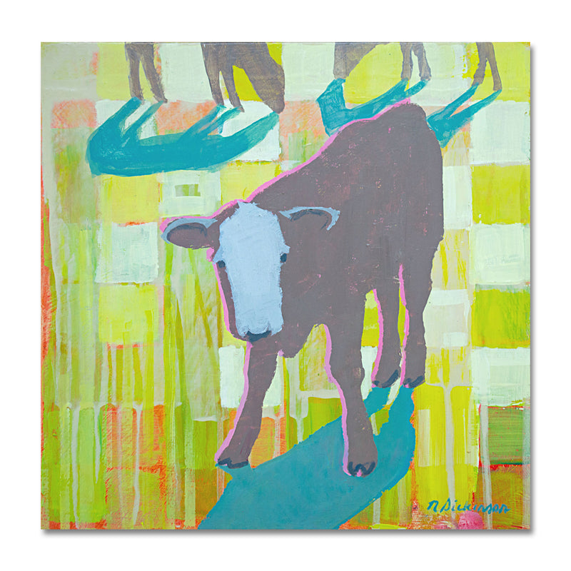 High Key Cow 12X12 Acrylic On Wood