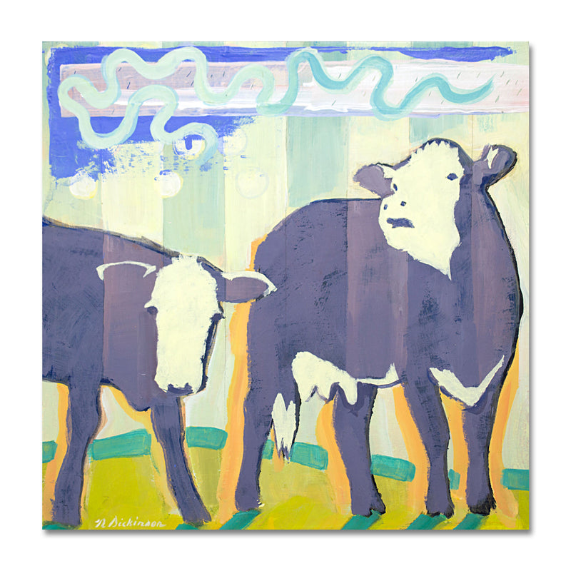 Lowing Cows I 12X12 Acrylic On Wood