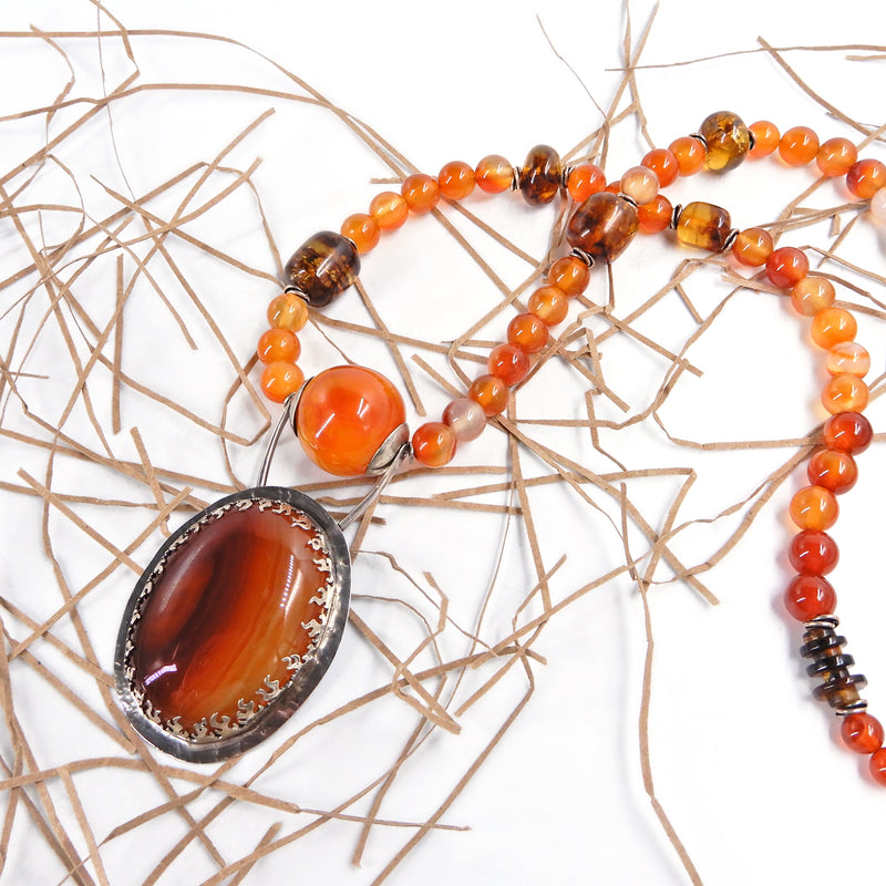 Carnelian/Amber Necklace