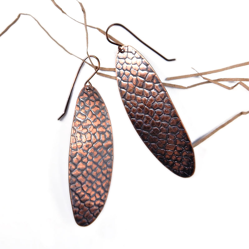 Large Oval Copper Earrings