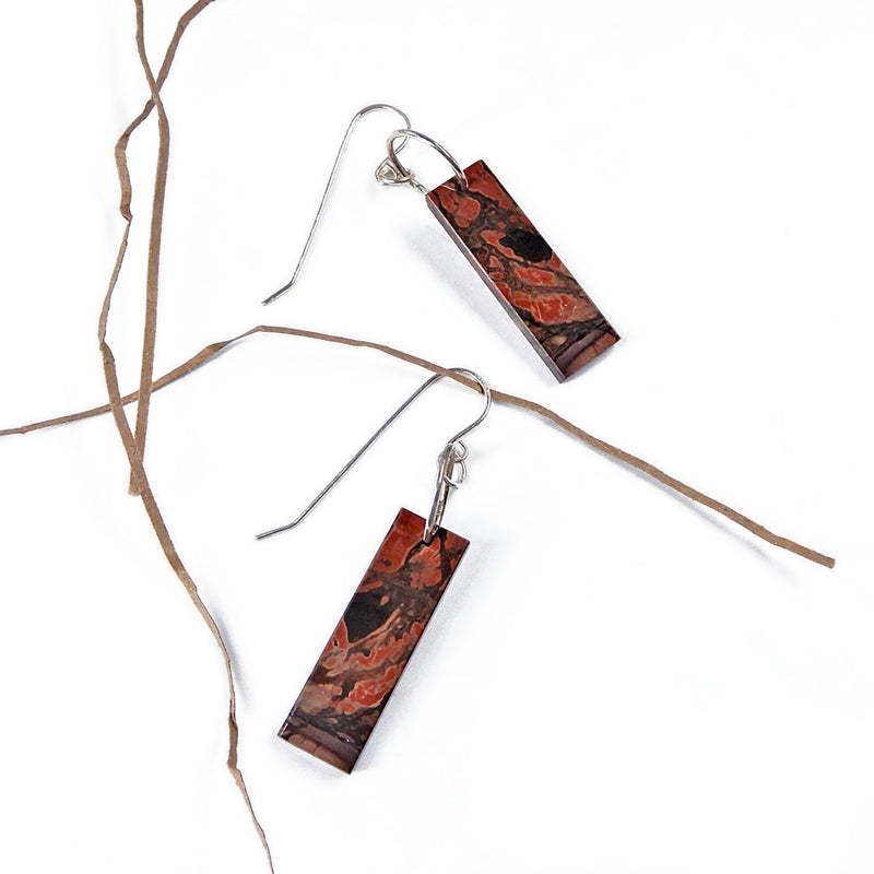 Red Creek Jasper Slab Rectangle Earrings