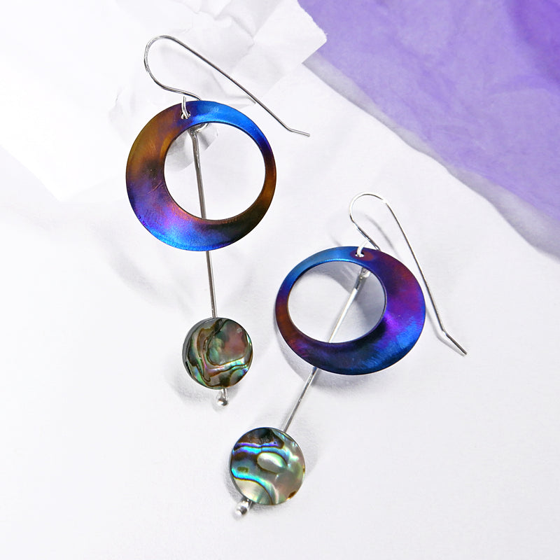 Abalone and Titanium Earrings