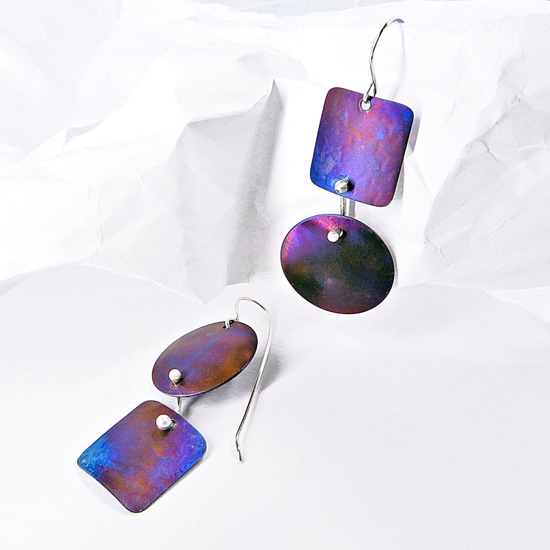 Flame Painted Titanium Earrings