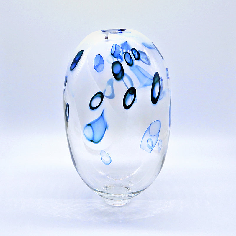 Clear Blue/White Murrini Bubbles Vase