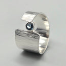 Wide Textured Blue Topaz Ring