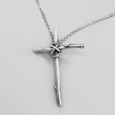 Oxidized Twig Cross Necklace