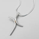 Mixed Metal Bypass Cross Necklace