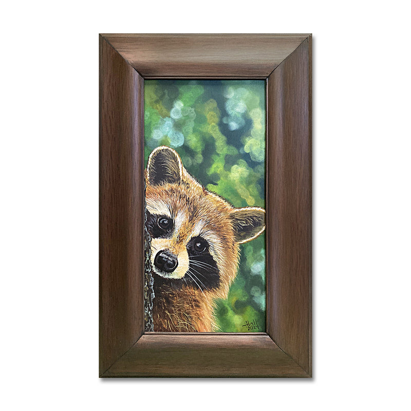 Raccoon in Tree 10X16 Acrylic On Board