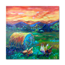 Golden Hour Hens 18X18 Acrylic On Canvas