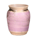 Pink Crackle Horsehair Raku Vase