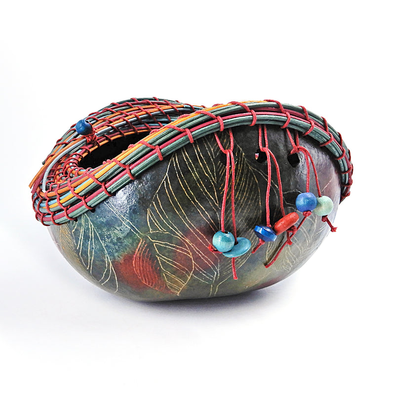 Multicolor Woven/Beaded Gourd