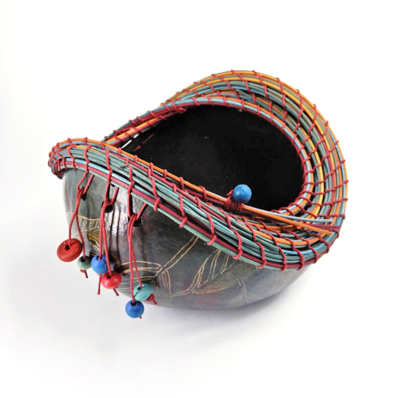 Multicolor Woven/Beaded Gourd