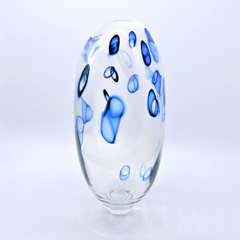 Clear Blue/White Murrini Bubbles Vase