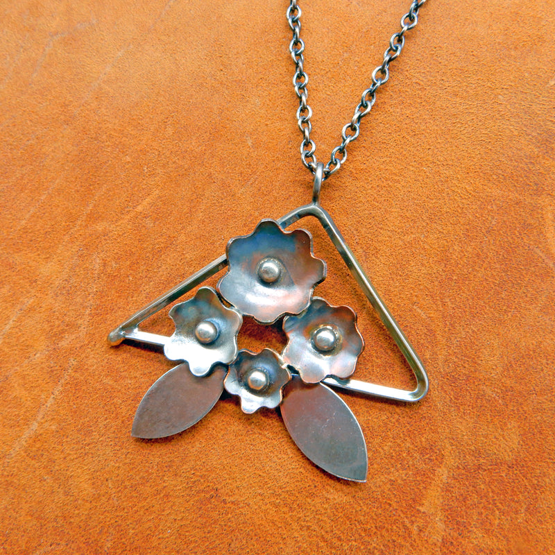 Triangle Floral Cluster Necklace