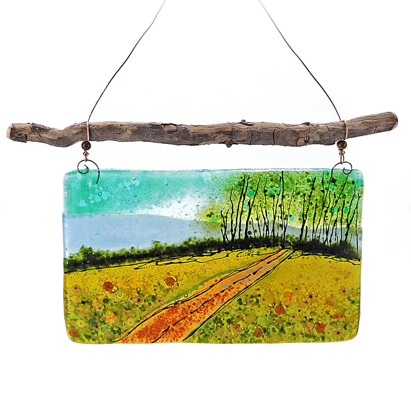 Mountain Valley/Road Fused Glass