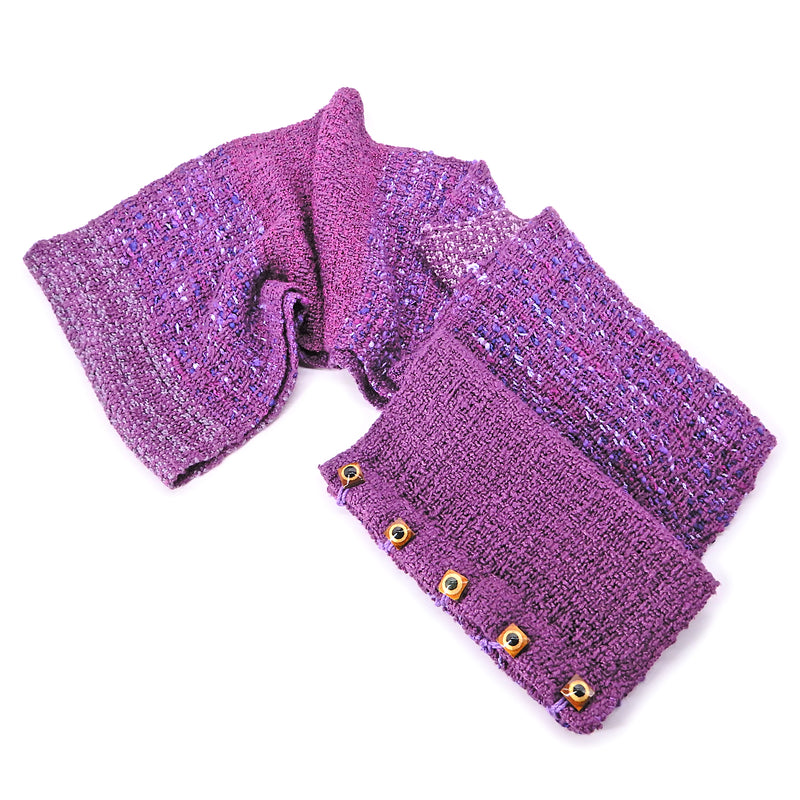 Purple Mix Rayon/Cotton Blend Button Scarf