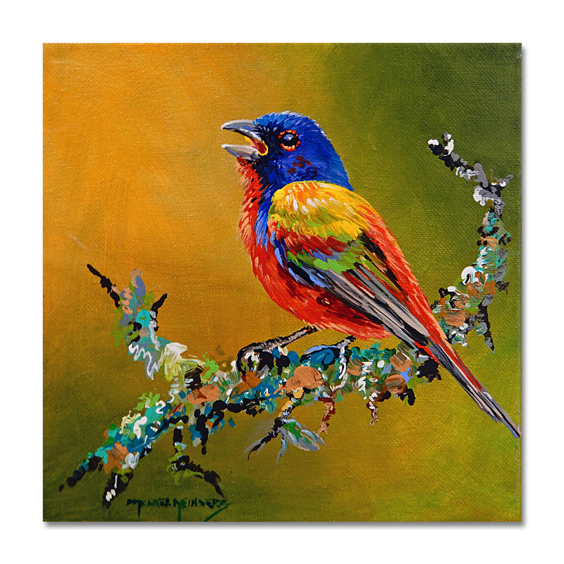Painted Bunting 8X8 Acrylic On Canvas