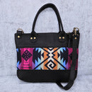 Loretta Pouch - Black Leather w/Canyon Blue Pendleton Panel