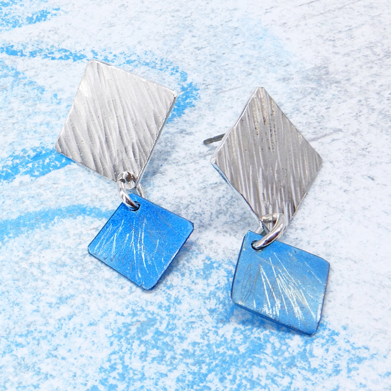 Small Diamond Multi Color Titanium Post Earrings