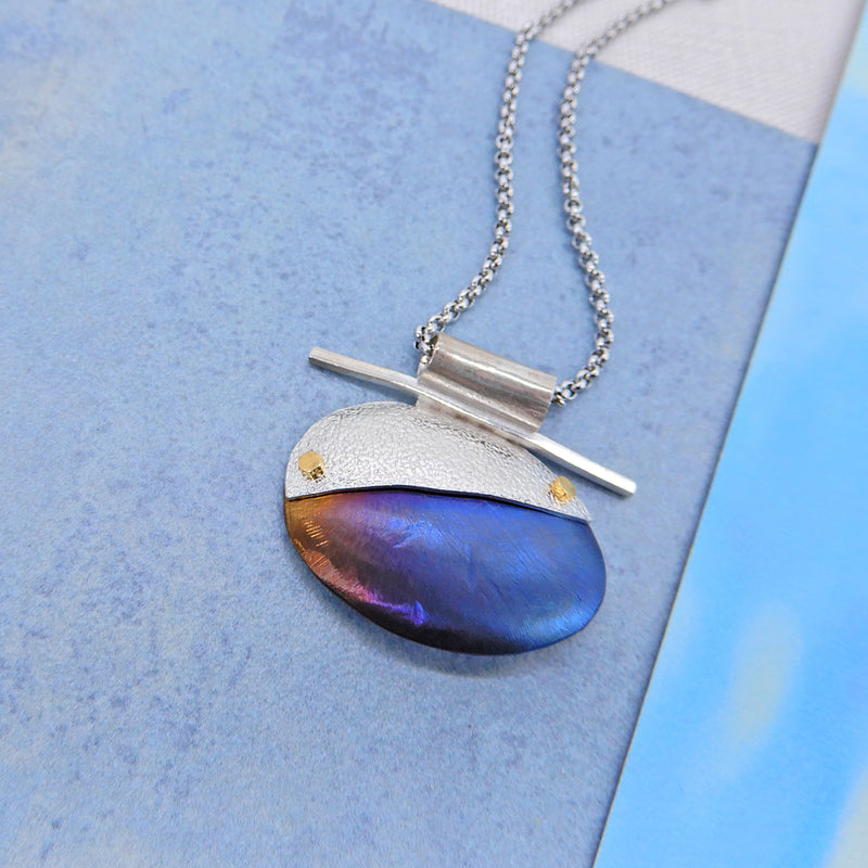 Domed Titanium Oval Necklace
