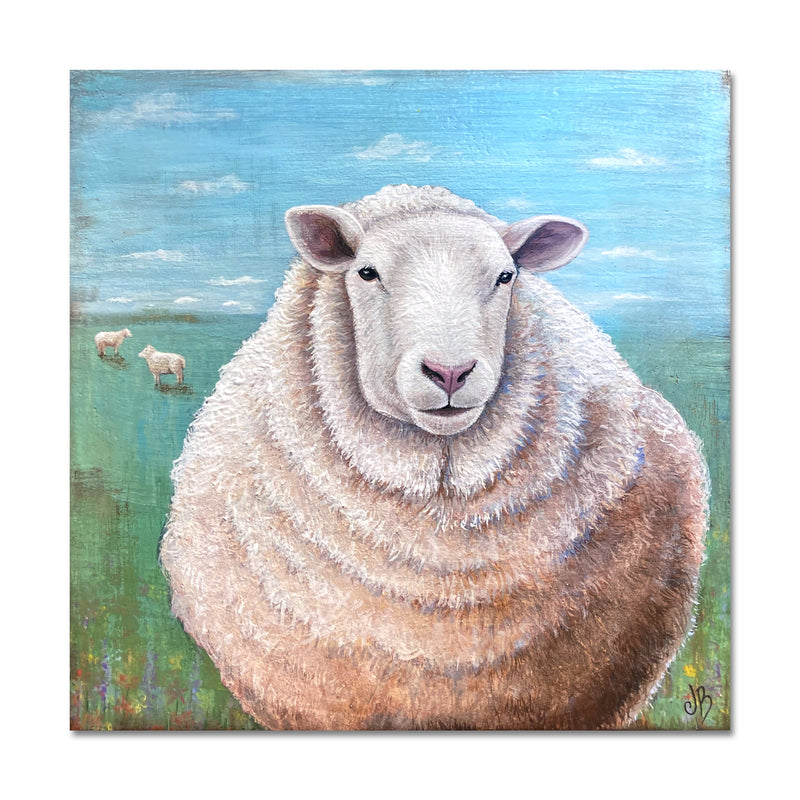 Fluffy Sheep 10X10 Acrylic On Wood