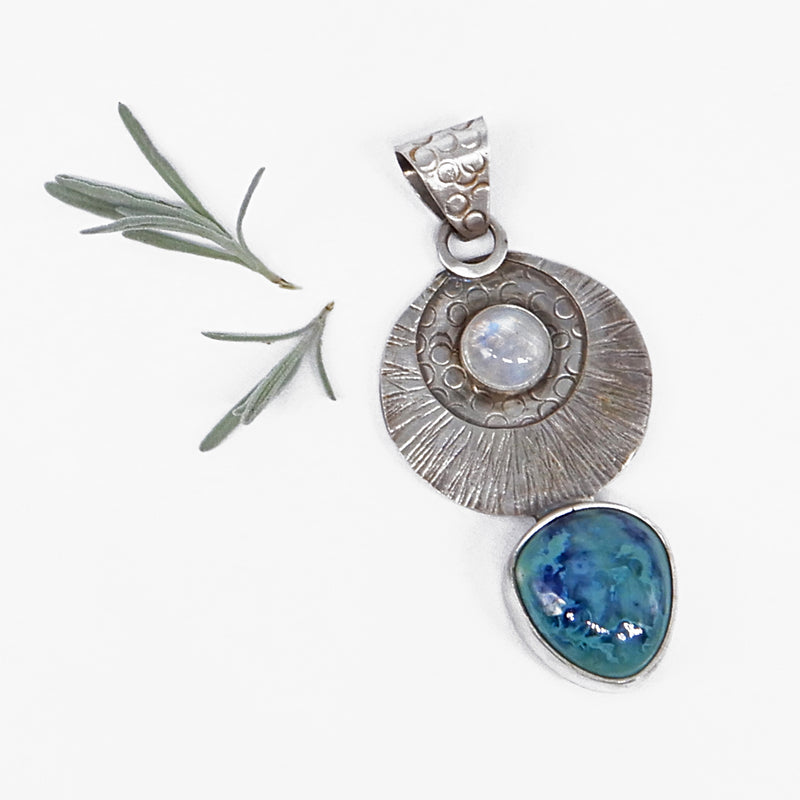 Textured Silver and Stone Pendant