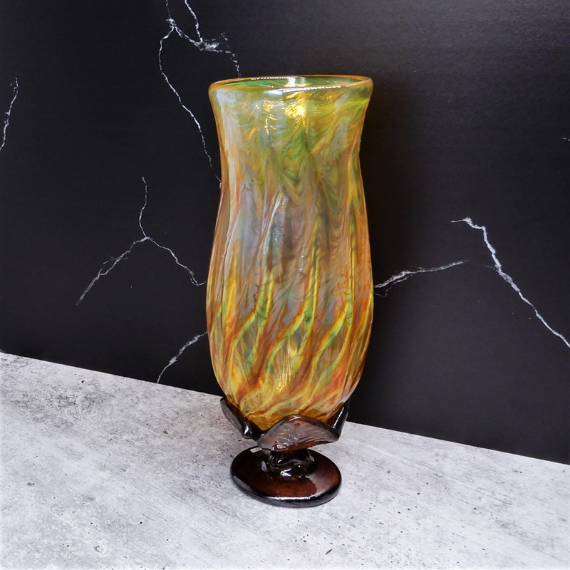 Transparent Gold/Brown Stem Vase