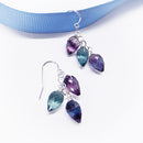 3 Rainbow Flourite Teardrops Earrings in Silver
