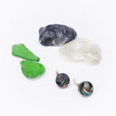 Abalone Coin Stud Earrings in Gold