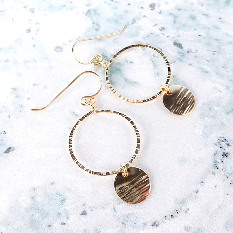 Hammered Gold Circles Earring
