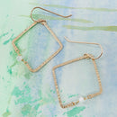 Hammered Diamond Drop Earring in Gold